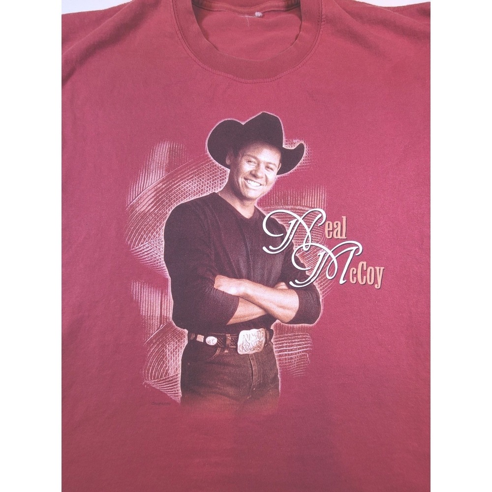 Neal McCoy Country Music Singer Cowboy Hat Graphic T-Shirt Red  Large Vintage